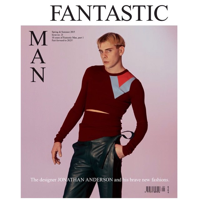 Loewe creative director Jonathan Anderson covers the spring-summer 2015 edition of Fantastic Man with a photo by David Sims.