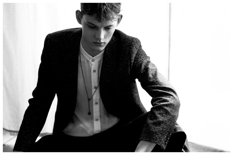 Christopher wears blazer Soulland, necklace, pants and shirt Mads Dinesen.