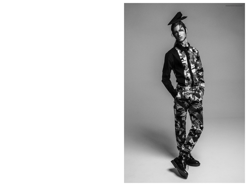 Camo Moment: Reinaldo Berthoti makes a printed statement.