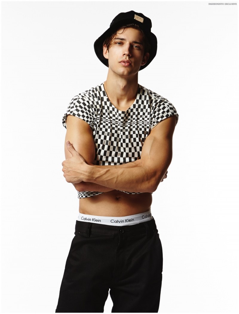 Ben Bowers wears shirt Comme des Garçons, jeans Levi's, underwear Calvin Klein and hat Stussy.