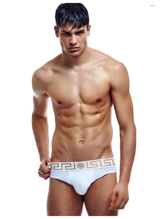 Miroslav Cech poses in Versace underwear.