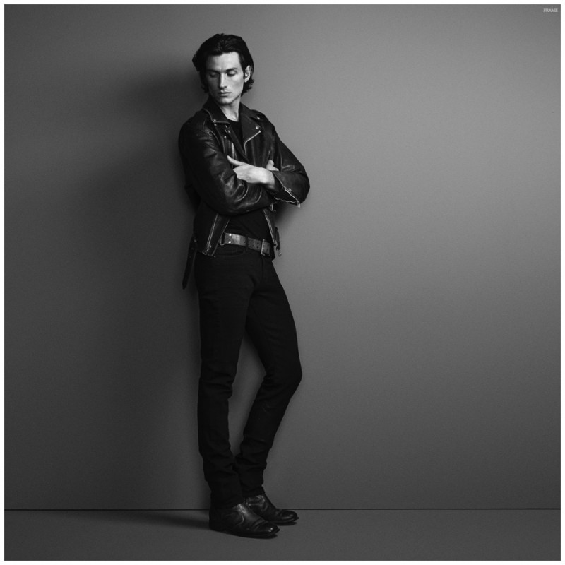 Back to Black: Matt Clunan rocks a head to toe black denim and leather look.