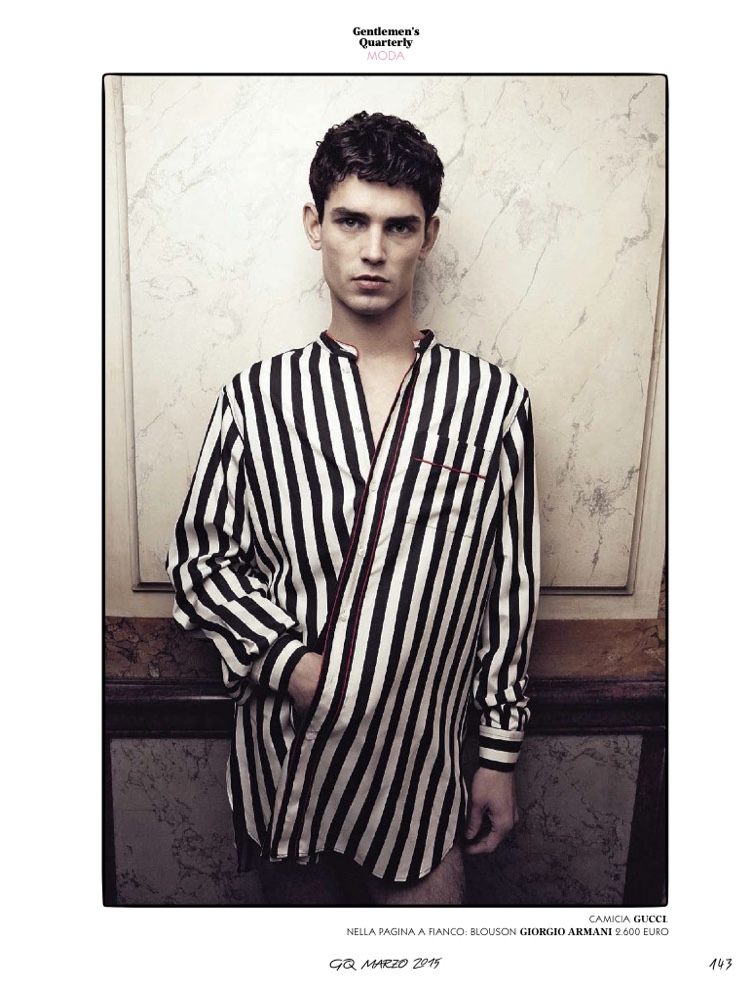 Arthur Gosse wears a striped top from Gucci.