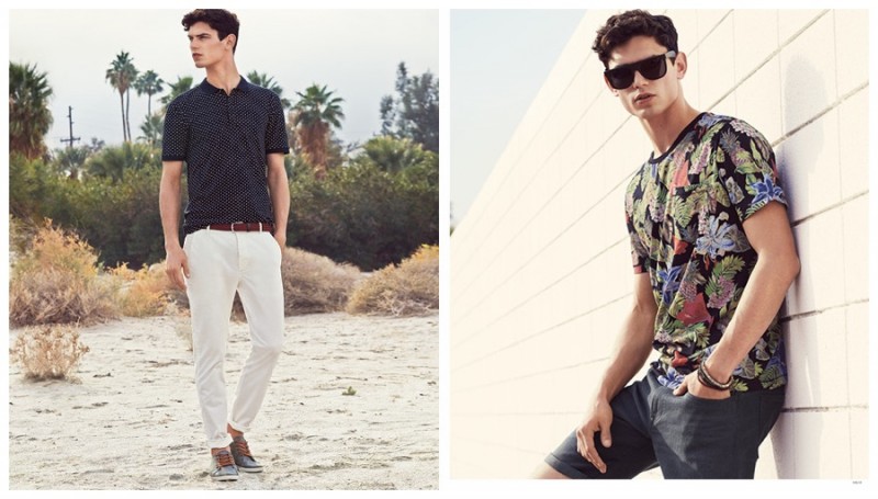 Embracing prints, Arthur Gosse models updated staples such as the t-shirt and polo shirt.