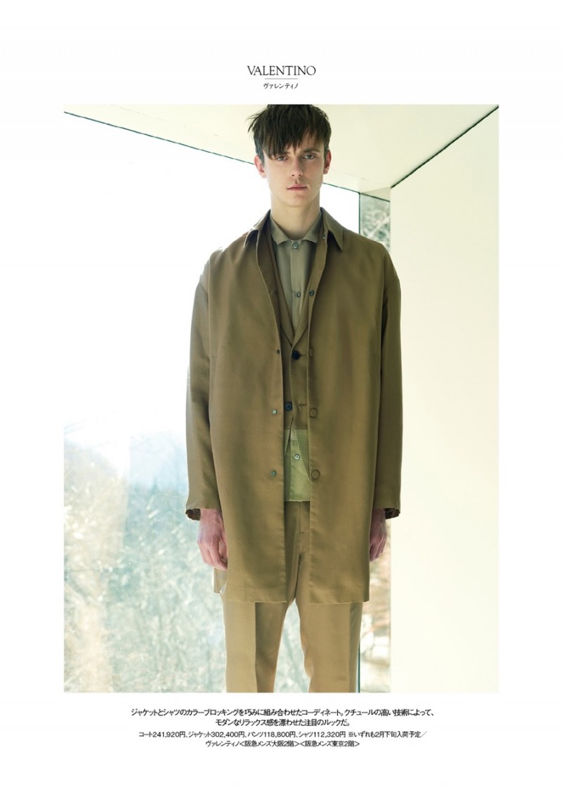 Neutral Base: Gustaaf Wassink plays it safe in boxy tailoring from Valentino.