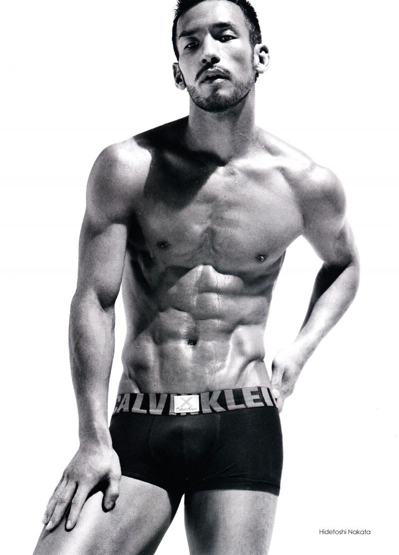 Japanese soccer player Hidetoshi Nakata models for Calvin Klein Underwear in 2010, wearing a design from its X range. » Famous Calvin Klein Underwear Models Through the Years Japanese soccer player Hidetoshi Nakata models for Calvin Klein Underwear in 2010, wearing a design from its X range.