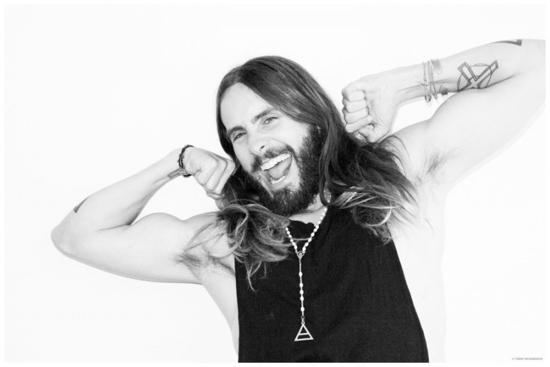 Shooting with friend and fashion photographer Terry Richardson in January, Jared Leto was all smiles with his long hair.
