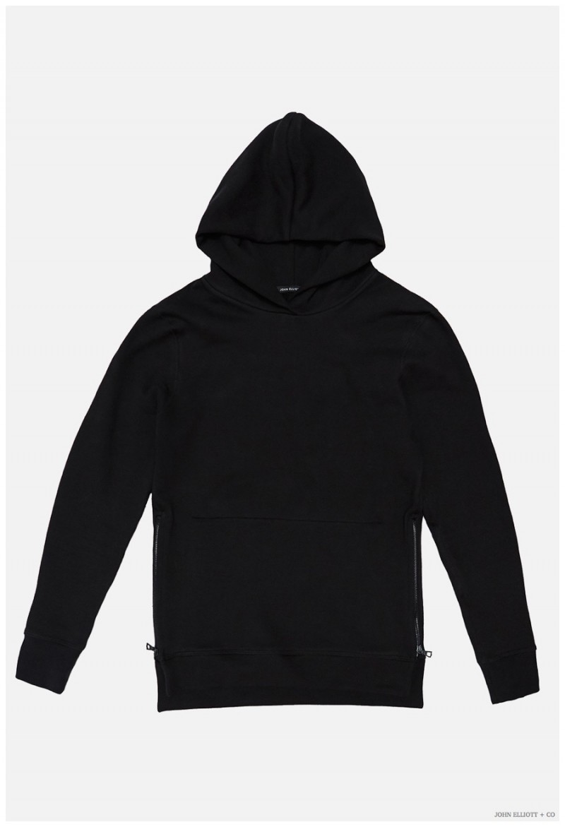 John Elliott + CO Villain Pitch Black Hooded Sweatshirt