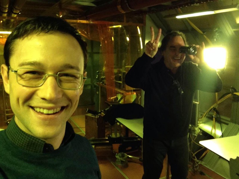 Actor Joseph Gordon-Levitt poses with Oliver Stone for the director's first selfie. » Joseph Gordon-Levitt Shares First Look at Oliver Stone's 'Snowden' Actor Joseph Gordon-Levitt poses with Oliver Stone for the director's first selfie.