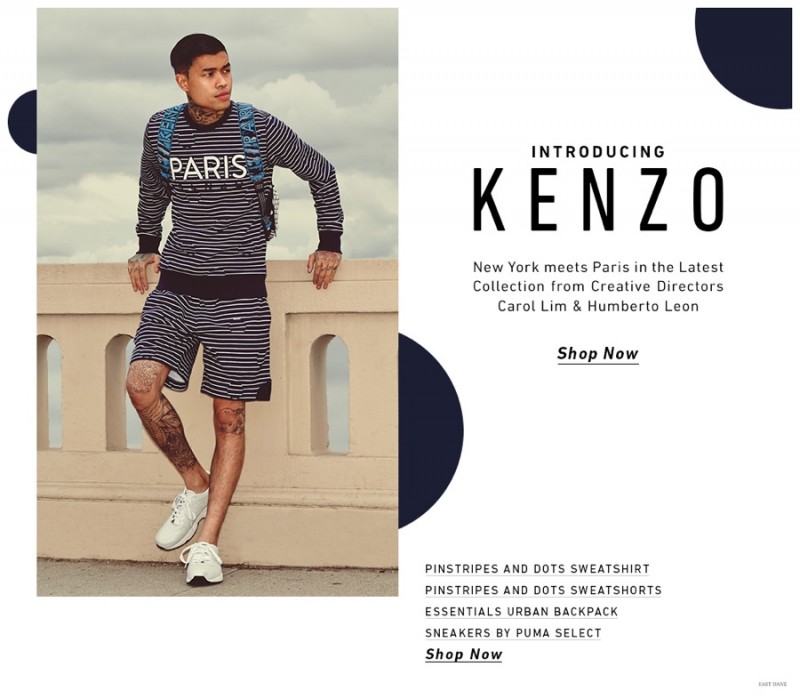 Kenzo offers up a casual twist on pinstripes.