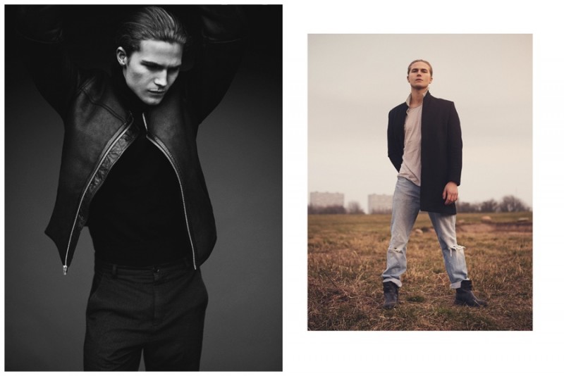 From a moody studio image to a picture snapped outdoors, Kristoffer delivers a confident attitude.