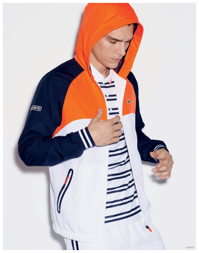 Alexandre Cunha wears a fall look from Lacoste Sport.