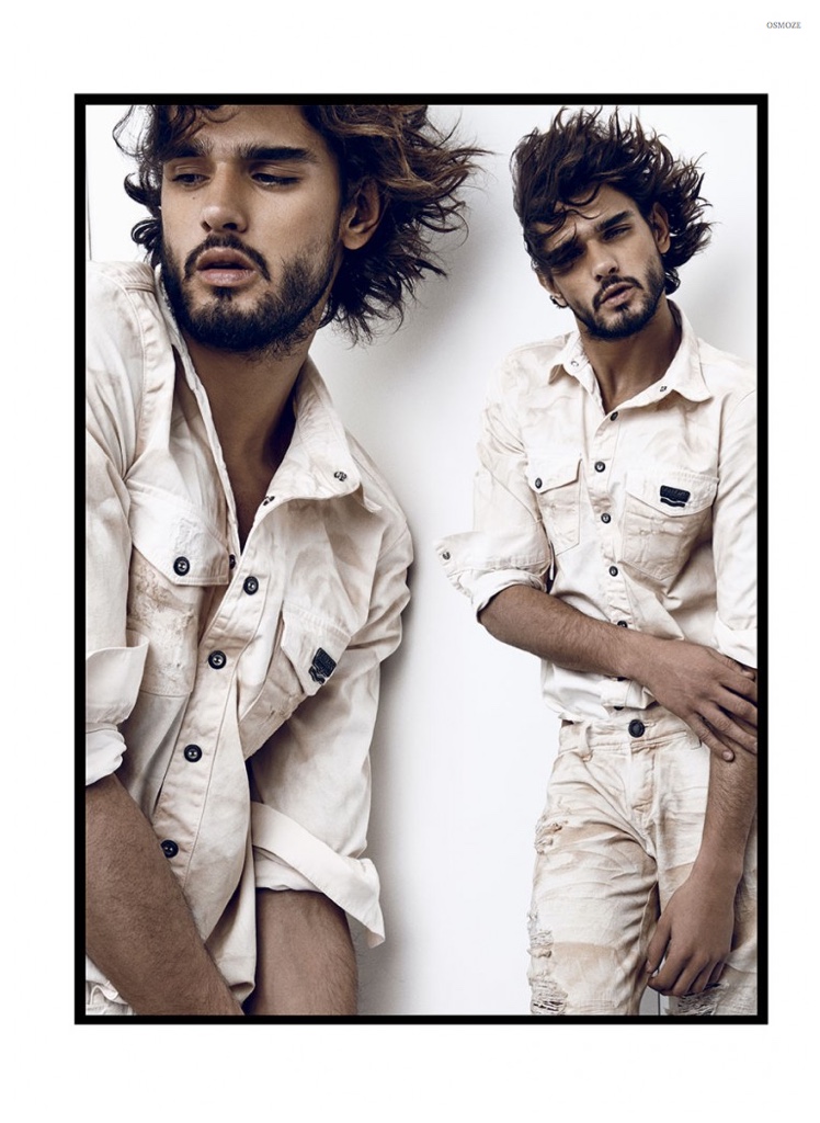 White Hot: Marlon Teixeira rocks off-white denim for a great offbeat look.