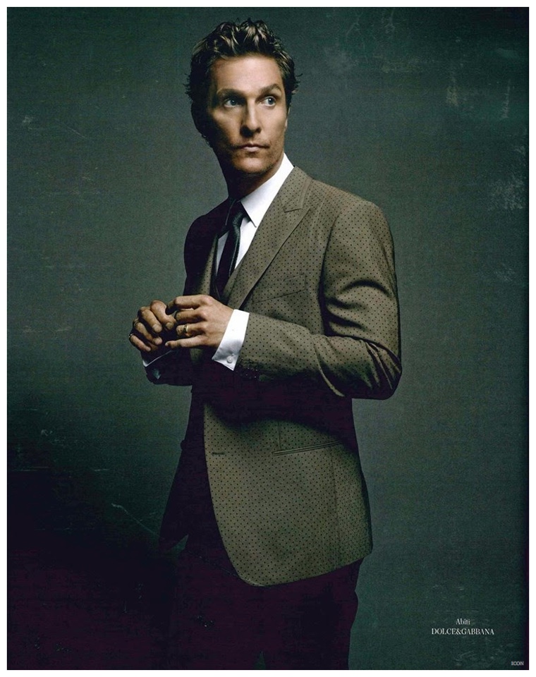 Matthew McConaughey dons a polka dot print Dolce & Gabbana suit.