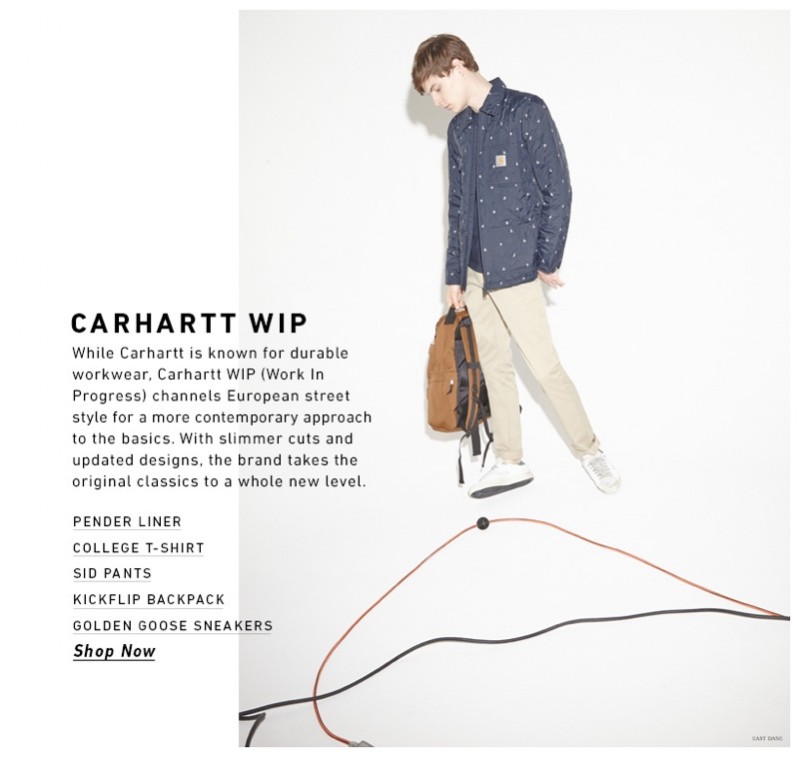 John Hein boasts an urban appeal in Carhartt WIP.