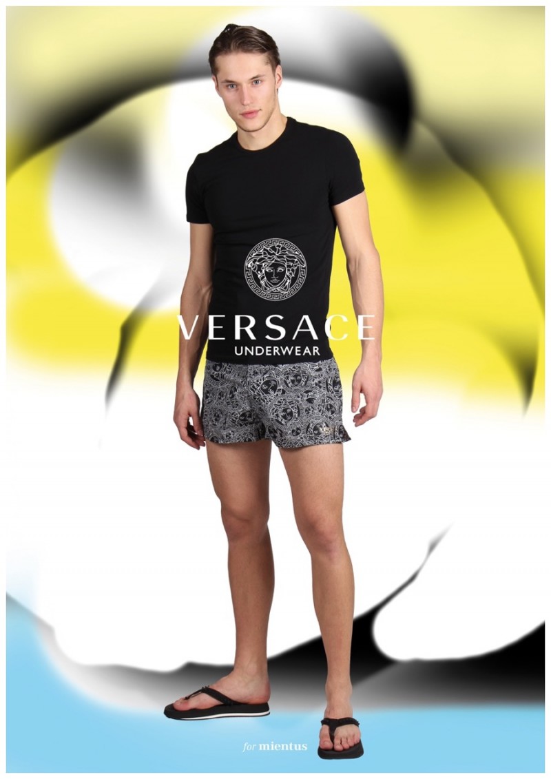 Paul Koehler is ready for summer in a casual ensemble from Italian label Versace.