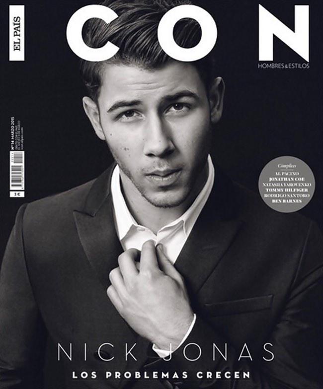 Nick Jonas poses for a black & white photo for Icon magazine's latest cover.