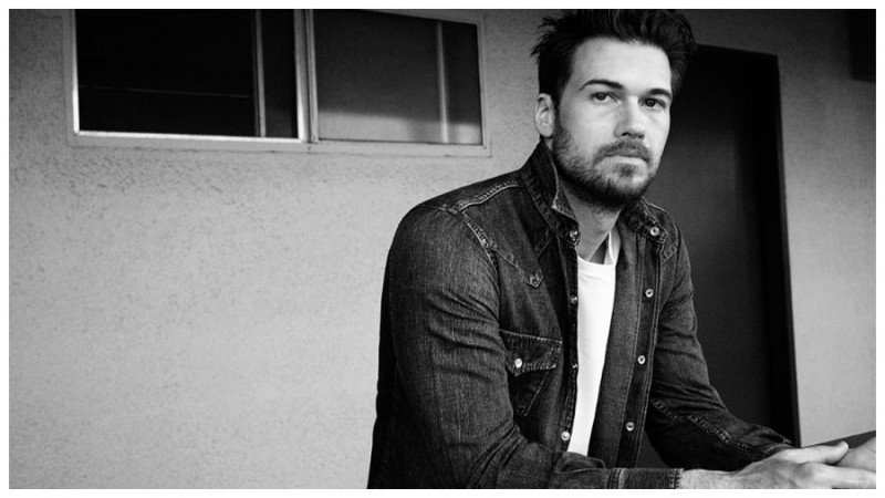 Nick Zano wears denim shirt Saint Laurent and t-shirt Levi's Vintage Clothing.