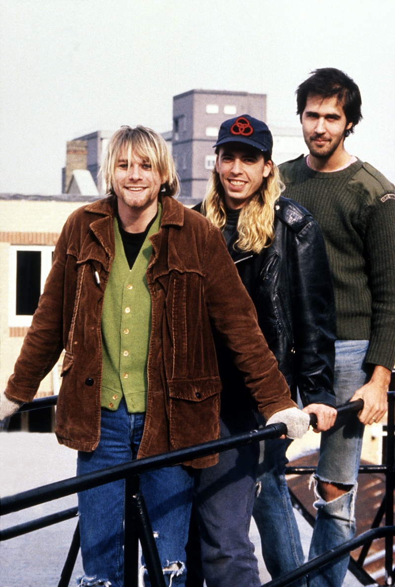 Kurt Cobain Striped Top 1993 MTV Video Music Awards Striped T-shirt Jeans Wallet Chain