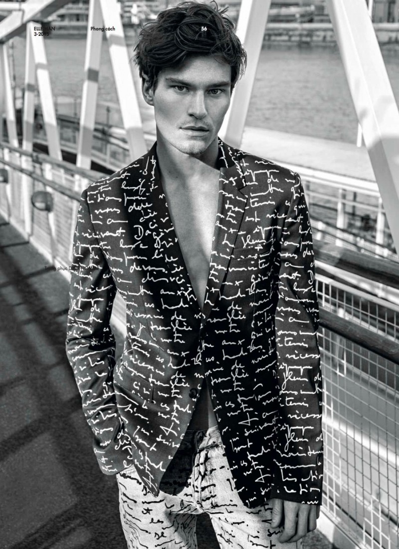 Prints are all the rage as Oliver Cheshire models quite the look from Dior Homme.