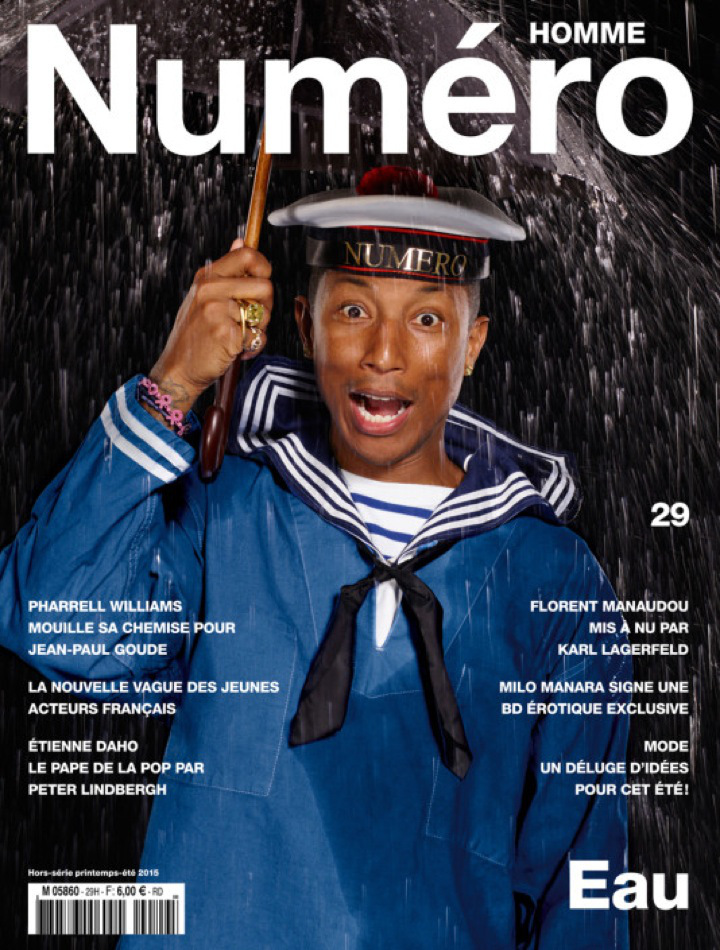 Pharrell Dances in the Rain for Numéro Homme Cover, Sports Sailor Style