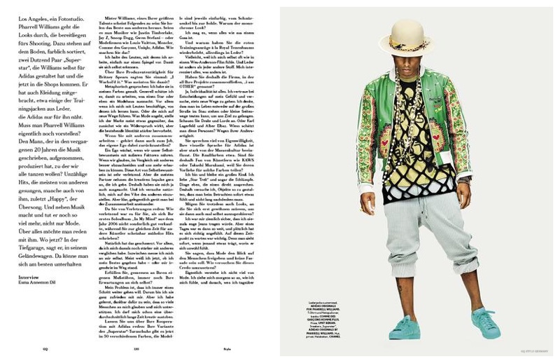 Pharrell makes a colorful statement in a jacket from his Adidas Originals collection.