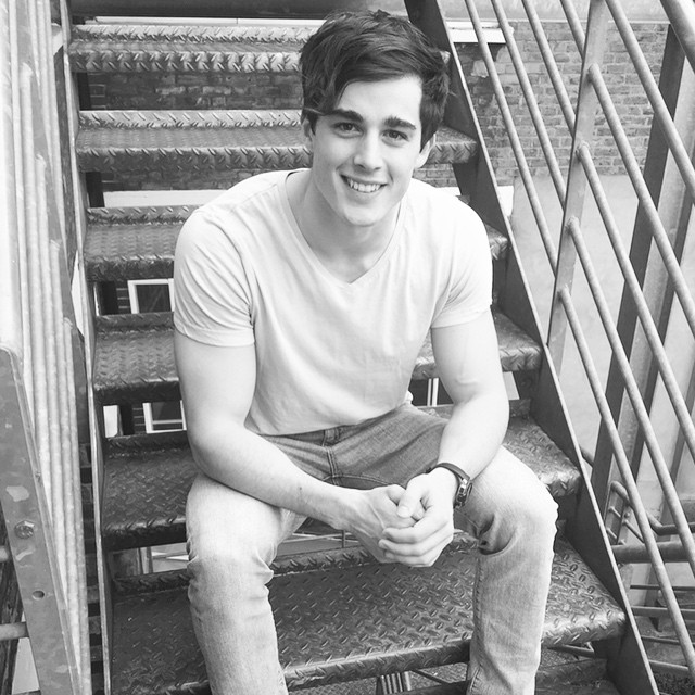 Pietro Boselli poses for a picture on the stairwell. 