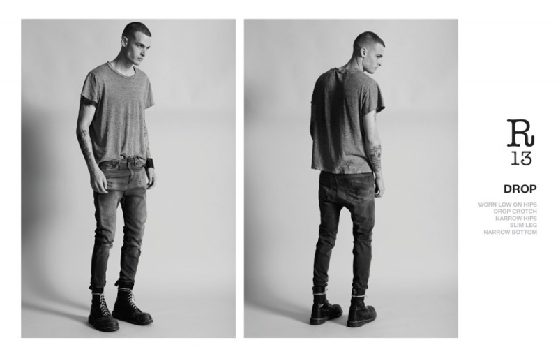 Lukas Sindicic wears R13's Drop denim style.