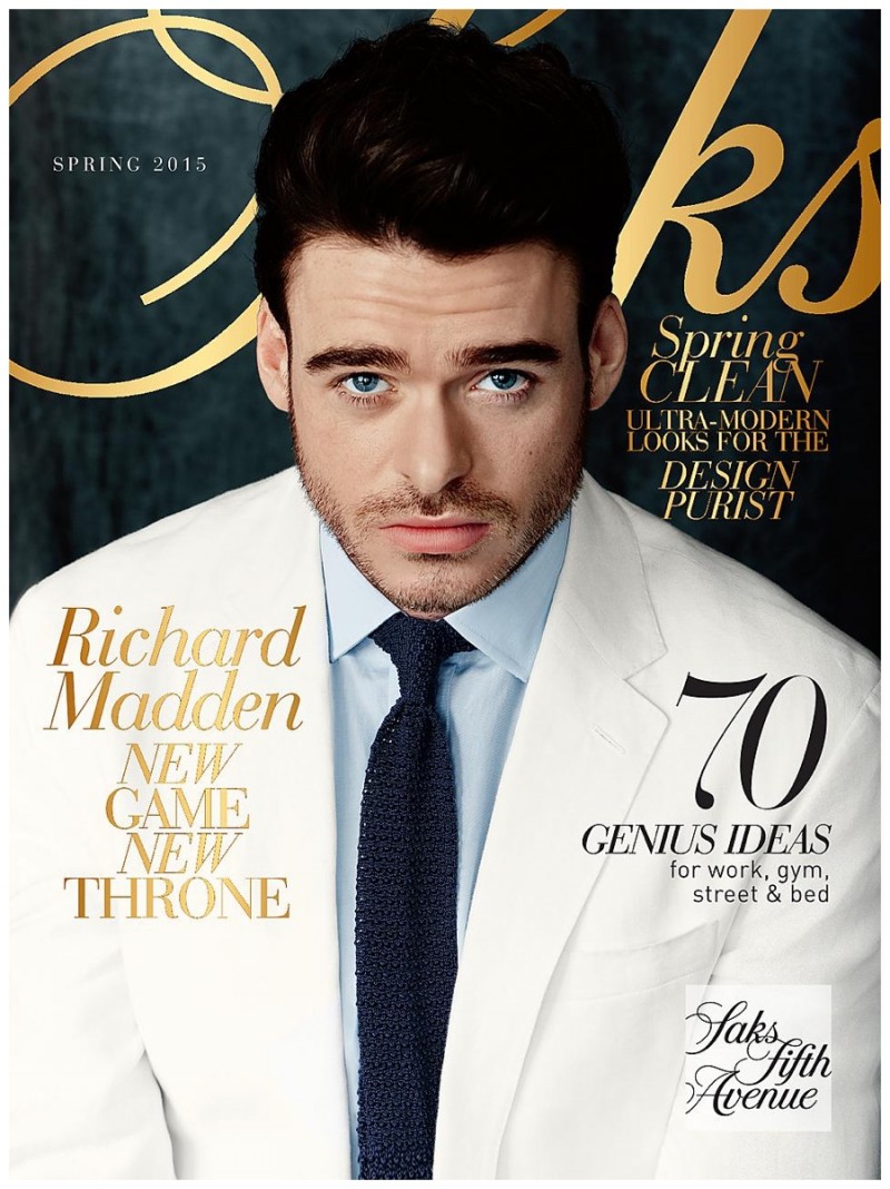 Richard Madden covers Saks' spring 2015 men's catalogue.