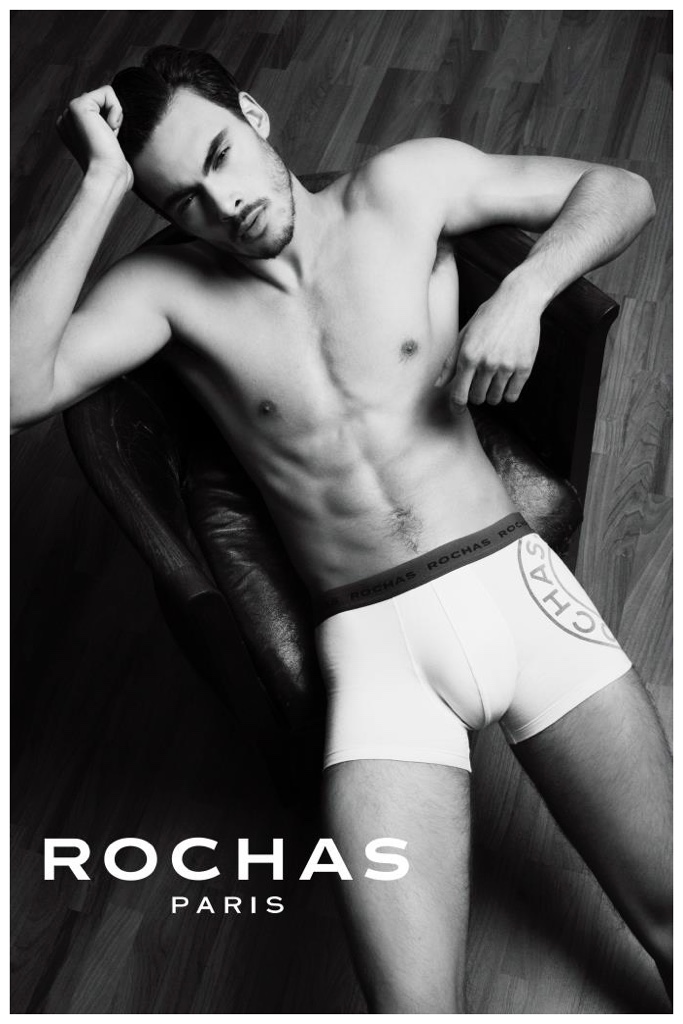 Model Fran M. photographed for Rochas Paris 2015 underwear campaign.