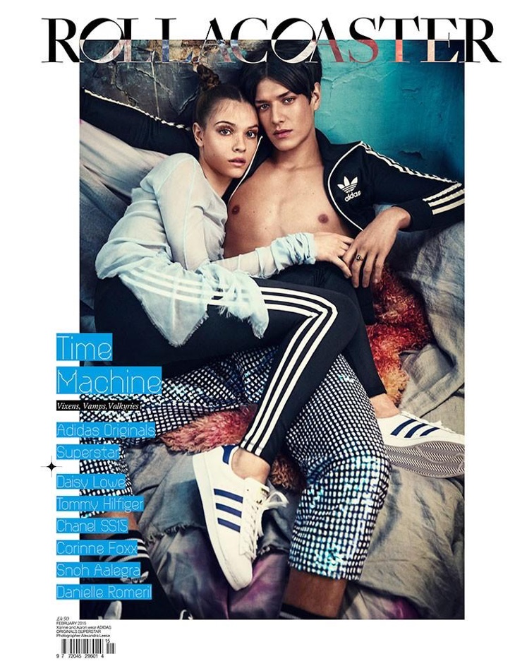 Models Aaron Gatward and Xannier Carter cover Rollacoaster magazine.
