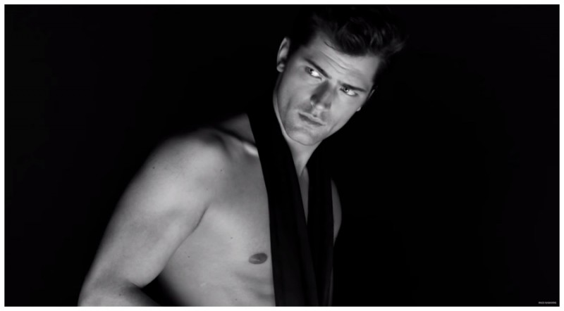 A still featuring Sean O'Pry in Paco Rabanne's 1 Million fragrance campaign.