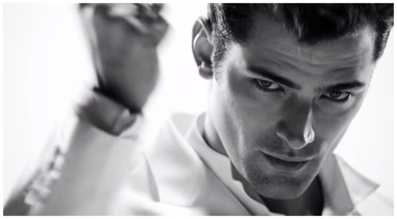 Sean O'Pry delivers a close-up in a white suiting number.
