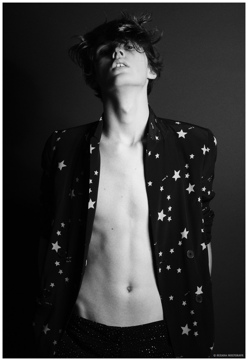 Future Star: Senna models a cheeky star print blazer with coordinating trousers.