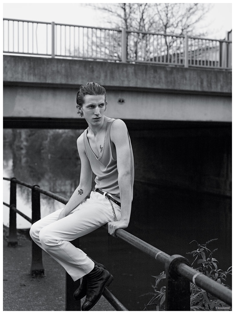 Xavier Buestel embraces an androgynous look with a spring look from Italian label Gucci.