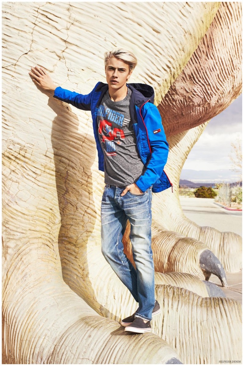 Lucky Blue Smith models a look from Hilfiger Denim for spring-summer 2015.