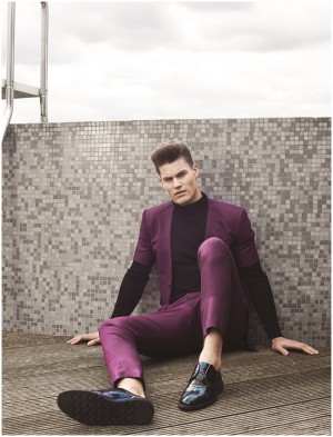 Tyler Maher Attitude 2015 Fashion Editorial Vivienne Westwood suit John varvatos rollneck