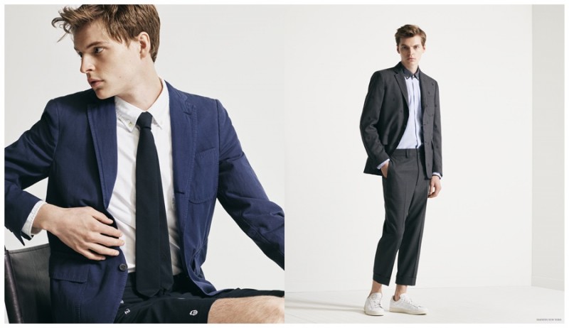 Model John Hein wears updated suiting separates. 