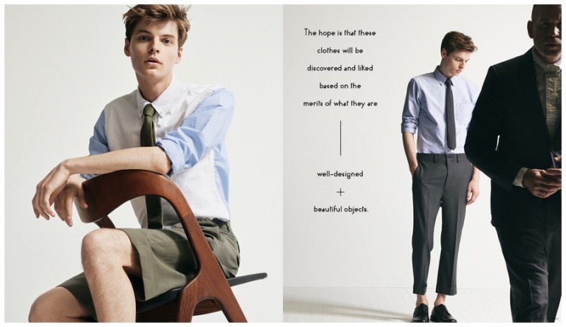 John Hein warms up to olive green, an unlikely but stylish companion to light blue.