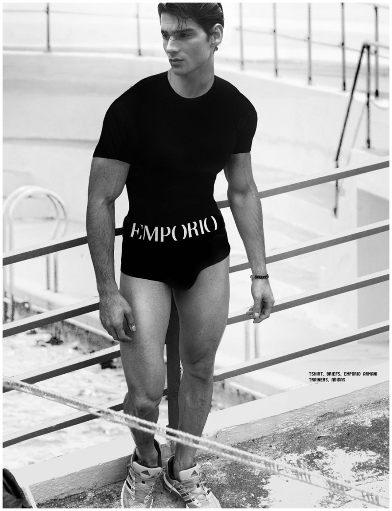 Taner poses in Emporio Armani