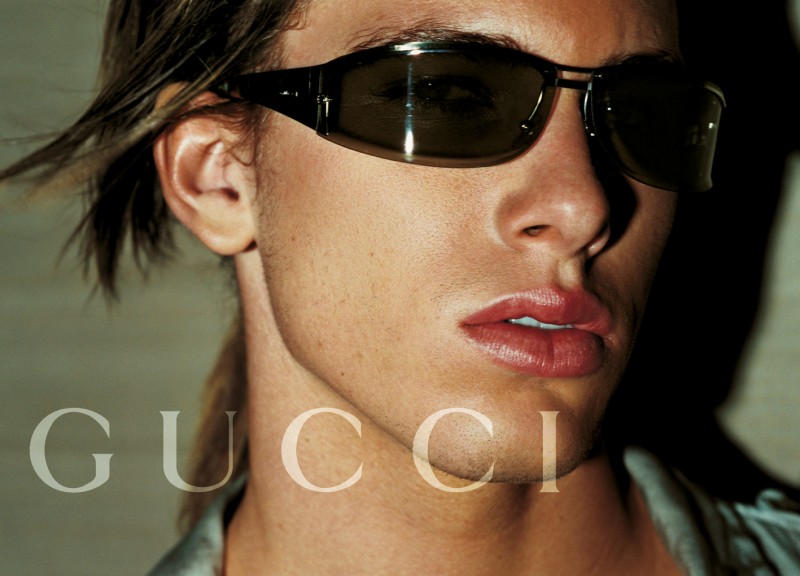 A fresh faced Adam Senn appears in Gucci's spring 2003 campaign.