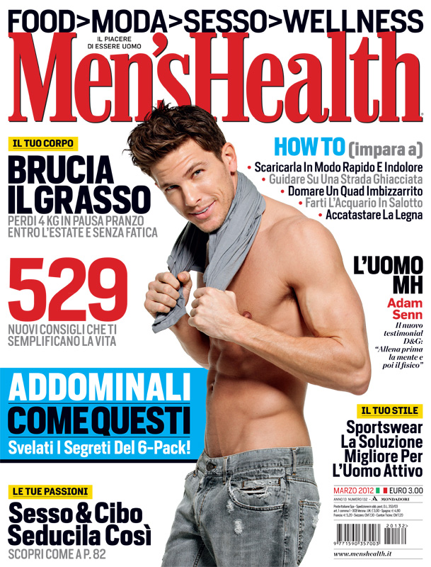 Adam Senn on the cover of Men's Health Italy (March 2012).