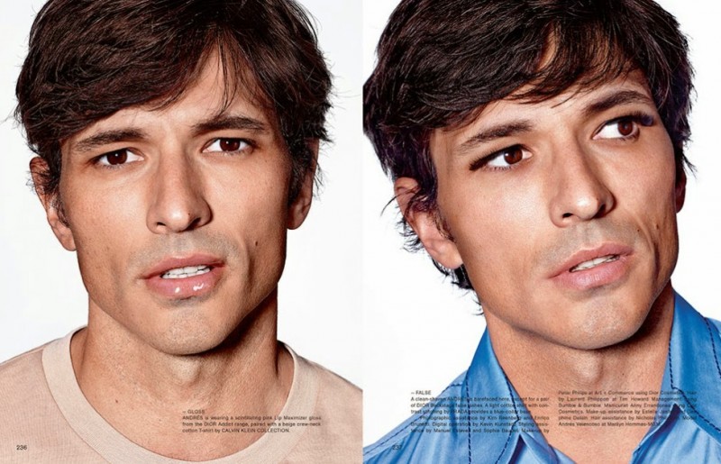 Andres Velencoso Segura gets the lip gloss treatment.