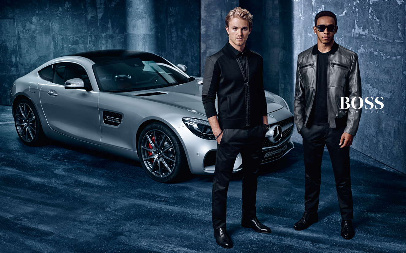 Lewis Hamilton + Nico Rosberg Front Boss by Hugo Boss F1 Campaign | The  Fashionisto