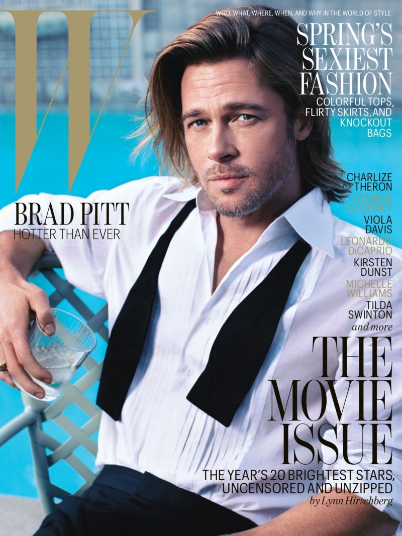 Brad Pitt photographed poolside for the February 2012 issue of W magazine.