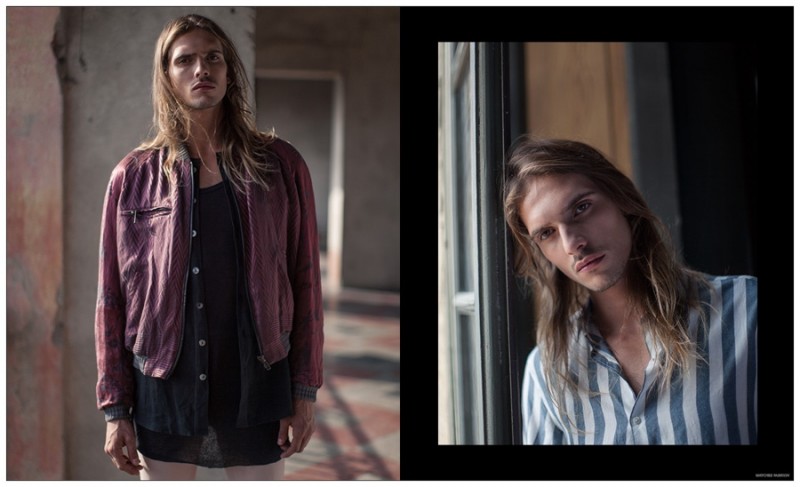 LEFT: silk jacket by Haider Ackermann. Linen shirt by By Walid. Cotton T-shirt by Rick Owens. Wool trousers by Lanvin. RIGHT: rayon shirt by Tomorrowland.