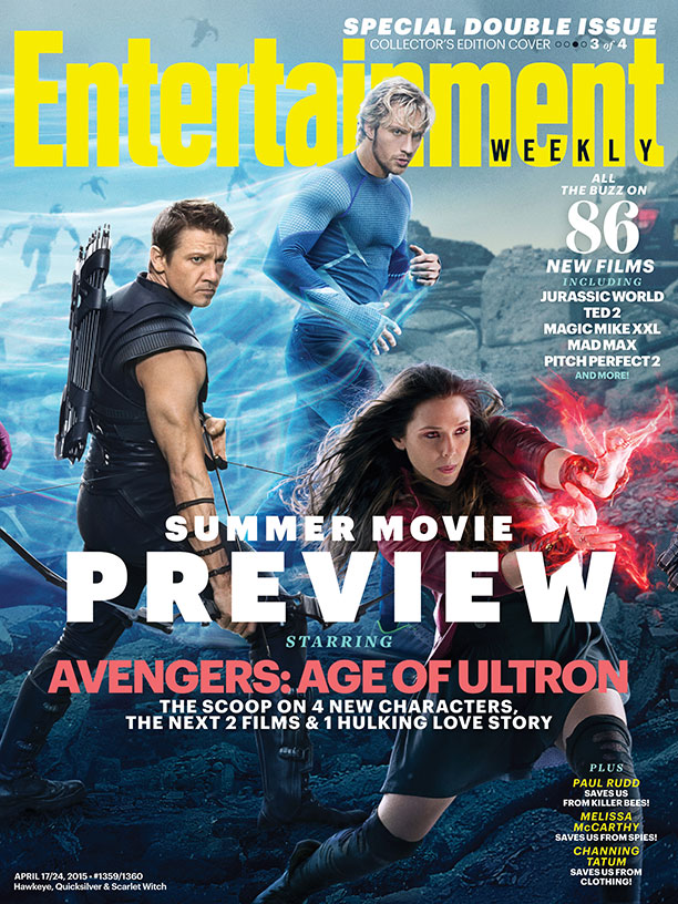 Hawkeye, Quicksilver and the Scarlet Witch cover Entertainment Weekly.