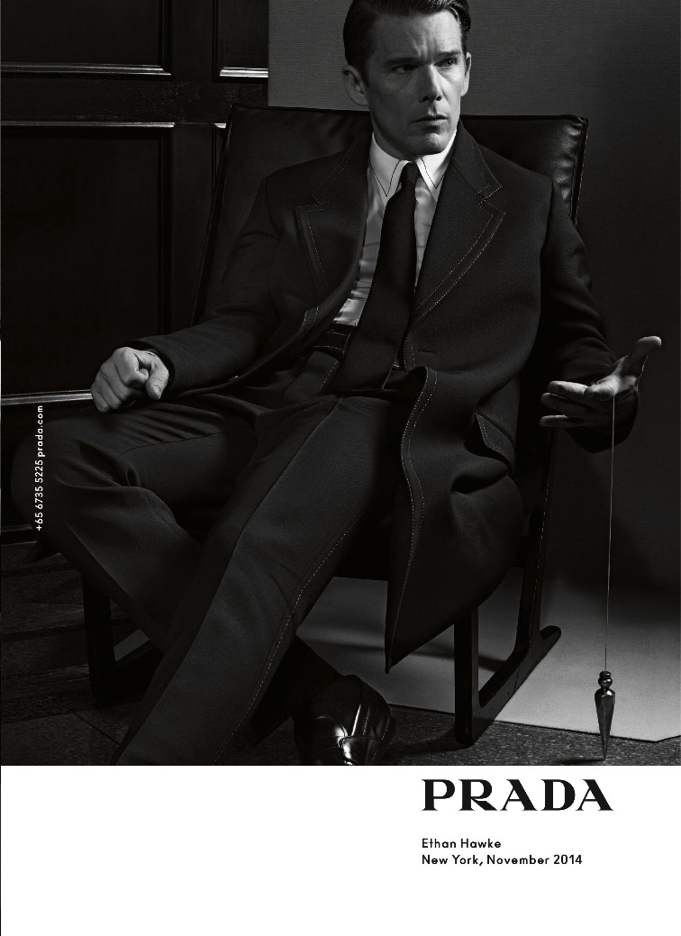 Ethan Hawke photographed by Craig McDean for Prada's spring 2015 campaign.