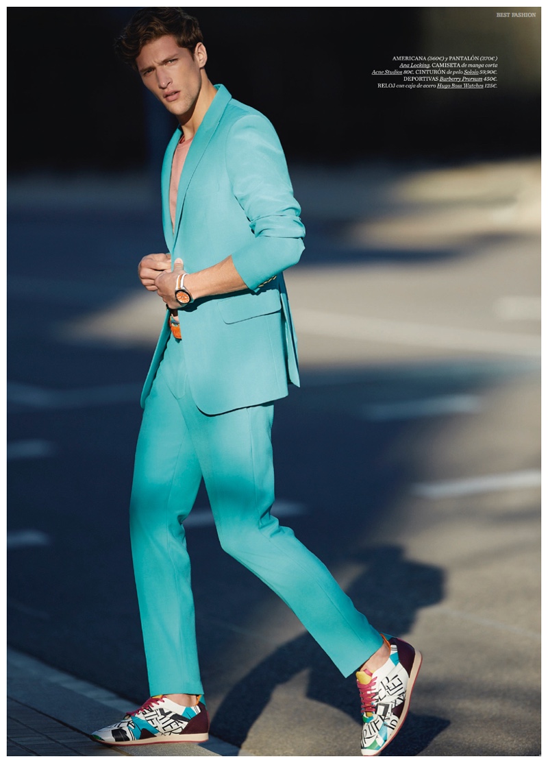 Fabrizio Silva makes a modern statement in a colorful suit paired with sporty sneakers.