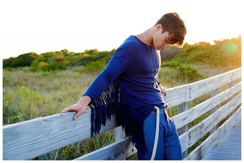 Jack wears top Zadig & Voltaire, trousers Tim Coppens and necklace Miracle Icons.